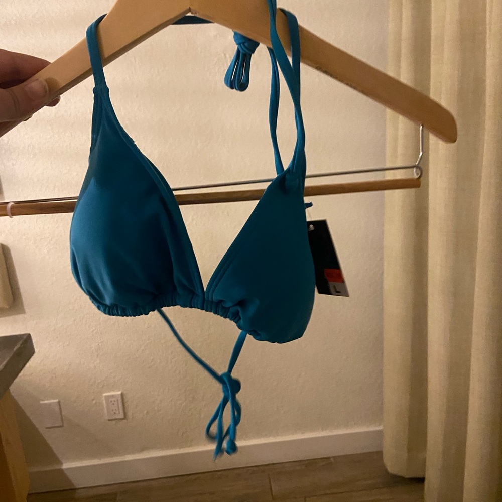 Blue strappy bikini top